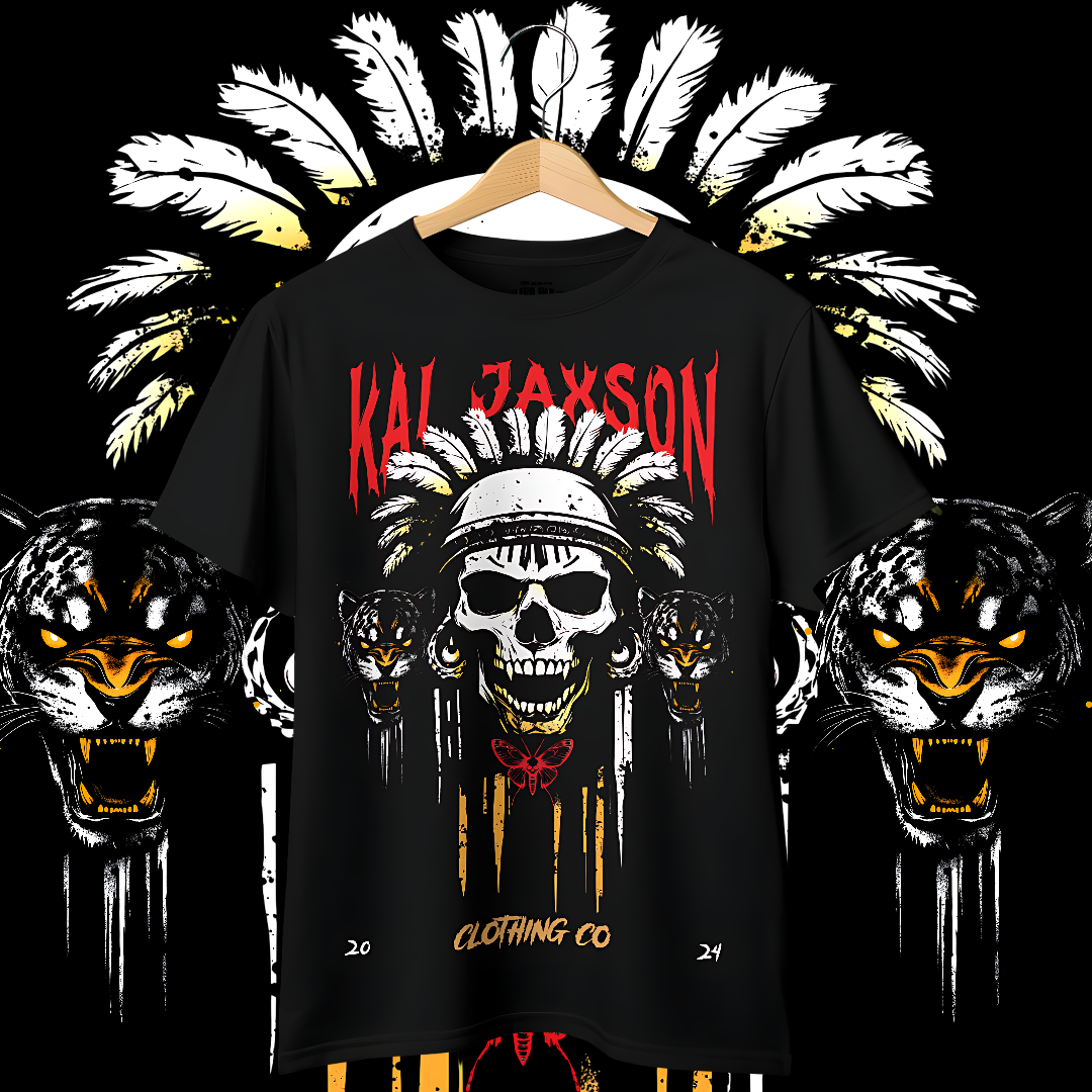"Tribe Skull" Oversized Fit Front Print Tee