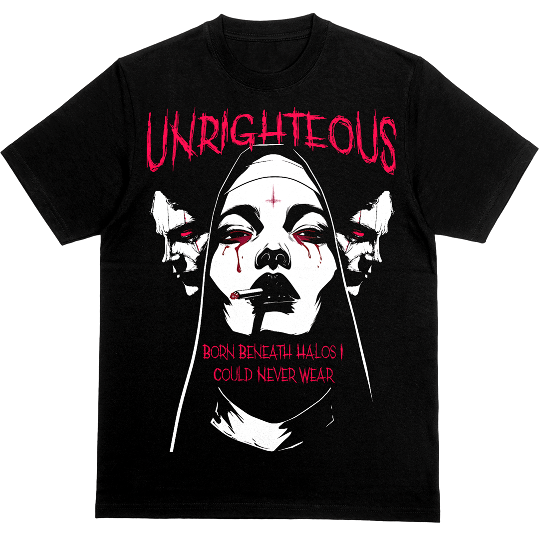 "Unrighteous" Oversized Fit Tee, Choice Of Either Front or Back Print