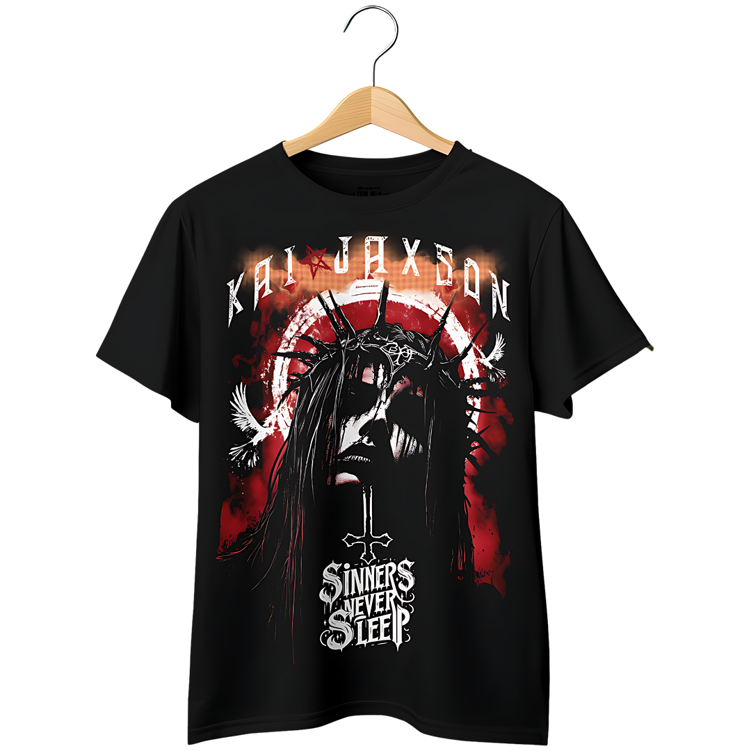 "Sinners Never Sleep" Oversized Fit Front Print Tee