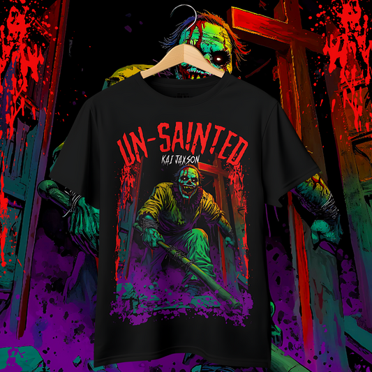"UnSainted" Oversized Fit Front Print Tee