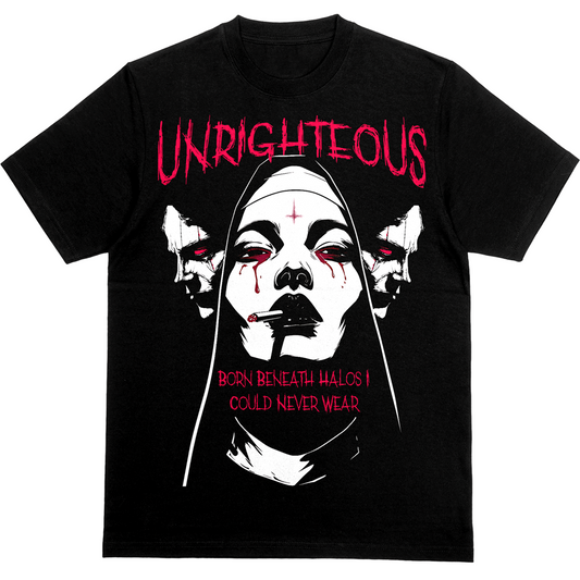 "Unrighteous" Oversized Fit Tee, Choice Of Either Front or Back Print