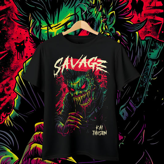 "Savage" Oversized Fit Front Print Tee
